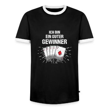 Shirt for cards players - playing cards - Men's Ringer Shirt - black/white - Front - AI Model Female 172 light (172cm) & AI Model Male 178 light (178cm)