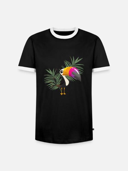 toucan - Men's Ringer Shirt - black/white
