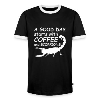 Skorpion - Männer Kontrast-T-Shirt - Schwarz/Weiß - Vorne - AI Model Female 172 light (172cm) & AI Model Male 178 light (178cm)