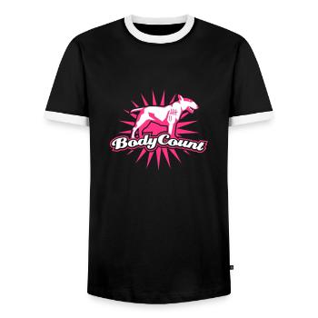 BodyCount - Männer Kontrast-T-Shirt - Schwarz/Weiß - Vorne - AI Model Female 172 light (172cm) & AI Model Male 178 light (178cm)