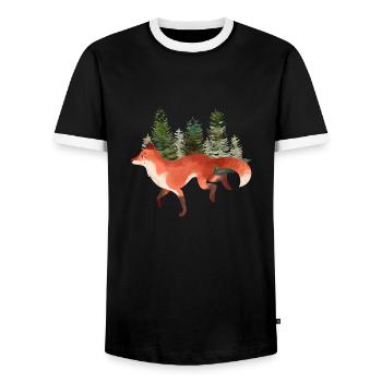Fuchs Kunst Orange Wald Natur wild Wolf Liebhaber - Männer Kontrast-T-Shirt - Schwarz/Weiß - Vorne - AI Model Female 172 light (172cm) & AI Model Male 178 light (178cm)