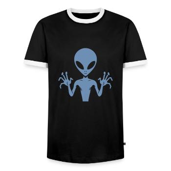 Alien-Außerirdischer-Körper-Silhouette mit Händen - Männer Kontrast-T-Shirt - Schwarz/Weiß - Vorne - AI Model Female 172 light (172cm) & AI Model Male 178 light (178cm)