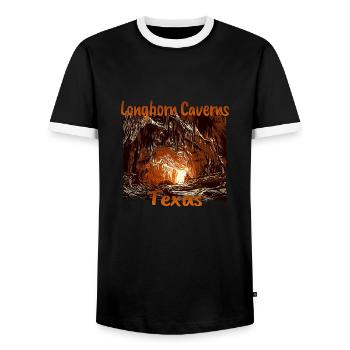 USA Vacation in Texas: Longhorn Caves - Men's Ringer Shirt - black/white - Front - AI Model Female 172 light (172cm) & AI Model Male 178 light (178cm)
