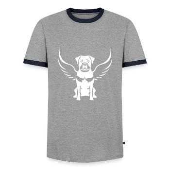 Rottweiler Engel Flügel Silhouette - Männer Kontrast-T-Shirt - Grau/Navy  - Vorne - AI Model Female 172 light (172cm) & AI Model Male 178 light (178cm)