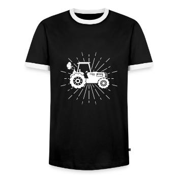 Landwirt Traktor Trecker Design - Männer Kontrast-T-Shirt - Schwarz/Weiß - Vorne - AI Model Female 172 light (172cm) & AI Model Male 178 light (178cm)