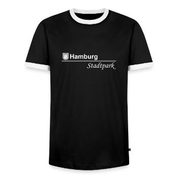 Hamburg Stadtpark - schlichtes Design schwarz-weiß - Männer Kontrast-T-Shirt - Schwarz/Weiß - Vorne - AI Model Female 172 light (172cm) & AI Model Male 178 light (178cm)
