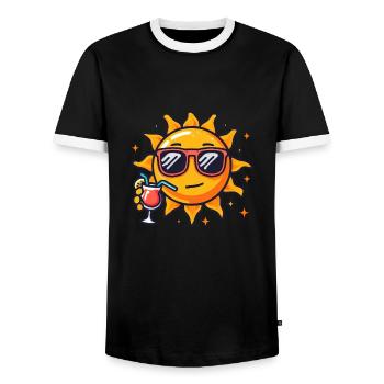 Sonnen-Cocktail-Entspannung Stern Sonne - Männer Kontrast-T-Shirt - Schwarz/Weiß - Vorne - AI Model Female 172 light (172cm) & AI Model Male 178 light (178cm)