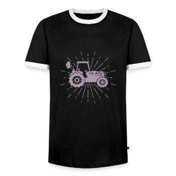 Silhouette de tracteur Minimaliste Agriculture - T-shirt contrasté Homme - noir/blanc - Devant - AI Model Female 172 light (172cm) & AI Model Male 178 light (178cm)