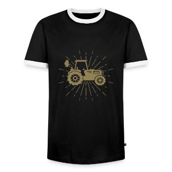 Silhouette de tracteur Minimaliste Agriculture - T-shirt contrasté Homme - noir/blanc - Devant - AI Model Female 172 light (172cm) & AI Model Male 178 light (178cm)
