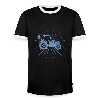 Silhouette de tracteur Minimaliste Agriculture - T-shirt contrasté Homme - noir/blanc - Devant - AI Model Female 172 light (172cm) & AI Model Male 178 light (178cm)