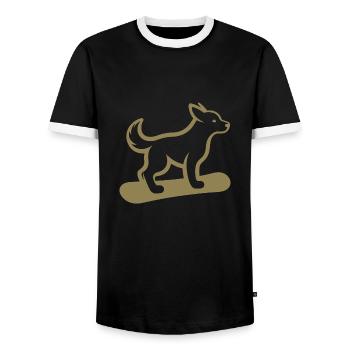 Hund Snowboard Snowboarder Minimalistisches Design - Männer Kontrast-T-Shirt - Schwarz/Weiß - Vorne - AI Model Female 172 light (172cm) & AI Model Male 178 light (178cm)