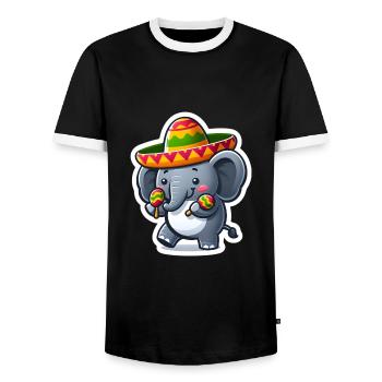 Cinco de Mayo Elefant mit Sombrero Cartoon - Männer Kontrast-T-Shirt - Schwarz/Weiß - Vorne - AI Model Female 172 light (172cm) & AI Model Male 178 light (178cm)