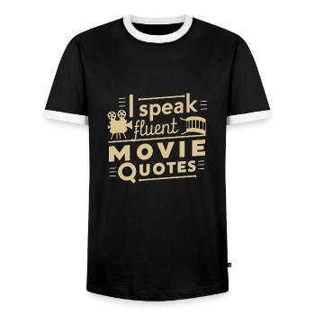 Cinema Lover Saying Minimalist Silhouette - Men's Ringer Shirt - black/white - Front - AI Model Female 172 light (172cm) & AI Model Male 178 light (178cm)