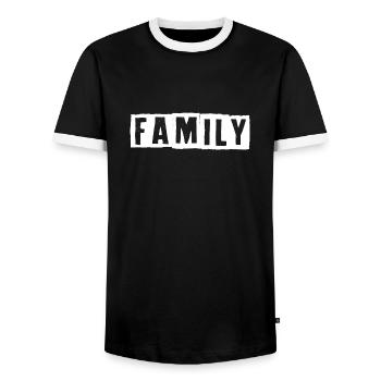 famille - T-shirt contrasté Homme - noir/blanc - Devant - AI Model Female 172 light (172cm) & AI Model Male 178 light (178cm)