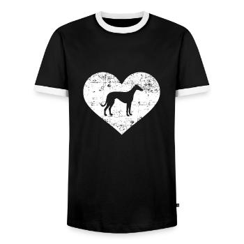 Lévrier italien - T-shirt contrasté Homme - noir/blanc - Devant - AI Model Female 172 light (172cm) & AI Model Male 178 light (178cm)
