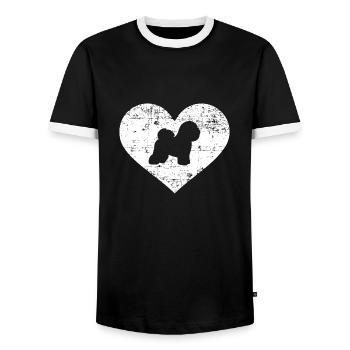 Bichon Frise - T-shirt contrasté Homme - noir/blanc - Devant - AI Model Female 172 light (172cm) & AI Model Male 178 light (178cm)