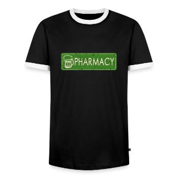alcool biere chope humour pharmacy pharmacie panne - T-shirt contrasté Homme - noir/blanc - Devant - AI Model Female 172 light (172cm) & AI Model Male 178 light (178cm)