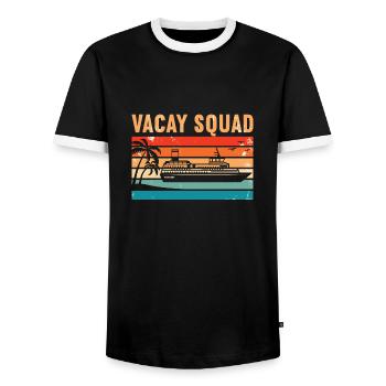 Vacay Squad Family Holidays - Men's Ringer Shirt - black/white - Front - AI Model Female 172 light (172cm) & AI Model Male 178 light (178cm)