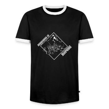 Kuh von Herens Glück ist Herens! - Männer Kontrast-T-Shirt - Schwarz/Weiß - Vorne - AI Model Female 172 light (172cm) & AI Model Male 178 light (178cm)
