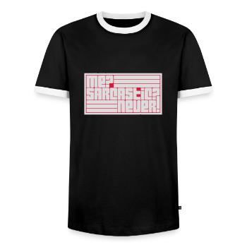 me sarcastic never Zitat - Männer Kontrast-T-Shirt - Schwarz/Weiß - Vorne - AI Model Female 172 light (172cm) & AI Model Male 178 light (178cm)