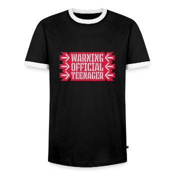 avertissement citation officielle d’adolescent - T-shirt contrasté Homme - noir/blanc - Devant - AI Model Female 172 light (172cm) & AI Model Male 178 light (178cm)