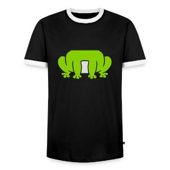 Disguise costume sitting frog - Men's Ringer Shirt - black/white - Front - AI Model Female 172 light (172cm) & AI Model Male 178 light (178cm)