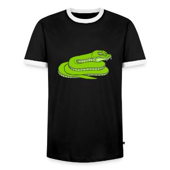 Design dangerous evil snake - Men's Ringer Shirt - black/white - Front - AI Model Female 172 light (172cm) & AI Model Male 178 light (178cm)
