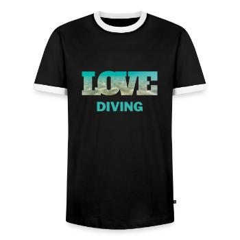 Underwater Triangle Diving Snorkeling Holiday - Men's Ringer Shirt - black/white - Front - AI Model Female 172 light (172cm) & AI Model Male 178 light (178cm)