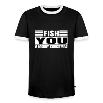 jokes christmas vacation fish head awesome gift - Männer Kontrast-T-Shirt - Schwarz/Weiß - Vorne - AI Model Female 172 light (172cm) & AI Model Male 178 light (178cm)