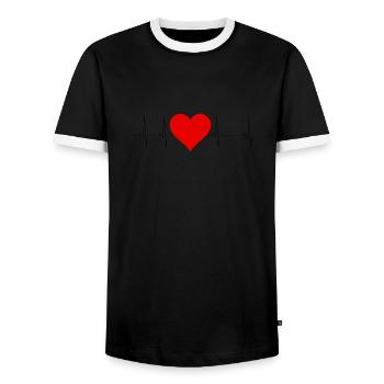 Palpitations cardiaques Cœur - T-shirt contrasté Homme - noir/blanc - Devant - AI Model Female 172 light (172cm) & AI Model Male 178 light (178cm)