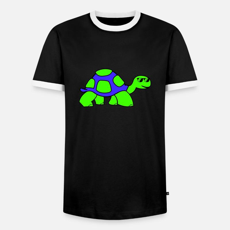 cool turtle - Men's Ringer Shirt - black/white