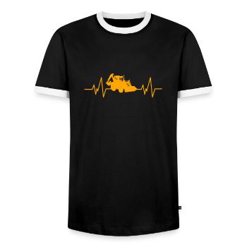 Pelle Machines de construction Chantier Heartbeat - T-shirt contrasté Homme - noir/blanc - Devant - AI Model Female 172 light (172cm) & AI Model Male 178 light (178cm)