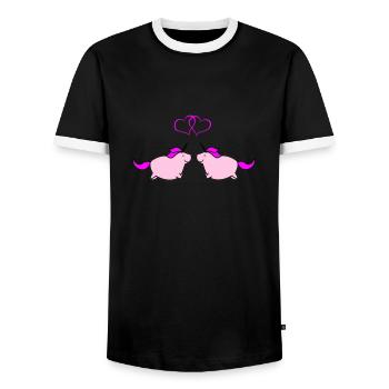 fat unicorns love - Männer Kontrast-T-Shirt - Schwarz/Weiß - Vorne - AI Model Female 172 light (172cm) & AI Model Male 178 light (178cm)