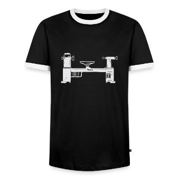 Turning Wood Lathe Lathe - Men's Ringer Shirt - black/white - Front - AI Model Female 172 light (172cm) & AI Model Male 178 light (178cm)