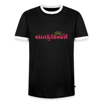 Kissed by the sun, summer sun beach holiday - Men's Ringer Shirt - black/white - Front - AI Model Female 172 light (172cm) & AI Model Male 178 light (178cm)