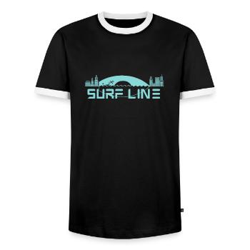 Surfline 3 Blue version - T-shirt contrasté Homme - noir/blanc - Devant - AI Model Female 172 light (172cm) & AI Model Male 178 light (178cm)