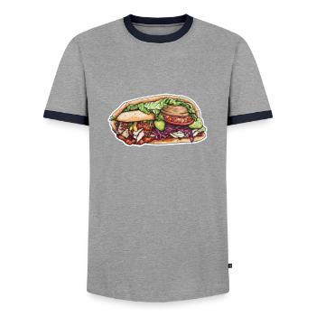 Kebab - Men's Ringer Shirt - grey/navy  - Front - AI Model Female 172 light (172cm) & AI Model Male 178 light (178cm)