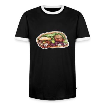Döner - Männer Kontrast-T-Shirt - Schwarz/Weiß - Vorne - AI Model Female 172 light (172cm) & AI Model Male 178 light (178cm)