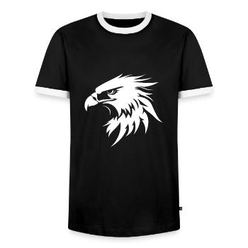 Eagle - Men's Ringer Shirt - black/white - Front - AI Model Female 172 light (172cm) & AI Model Male 178 light (178cm)