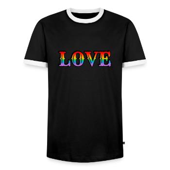 Retro Rainbow Love - Men's Ringer Shirt - black/white - Front - AI Model Female 172 light (172cm) & AI Model Male 178 light (178cm)