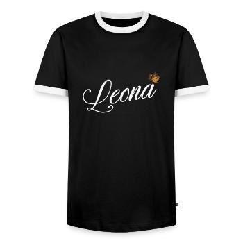Leona Nom personnalisé pour les femmes Enfants Tout-petits - Leona - T-shirt contrasté Homme - noir/blanc - Devant - AI Model Female 172 light (172cm) & AI Model Male 178 light (178cm)