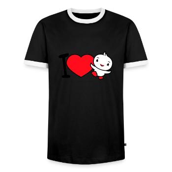 J’aime oiseau coeur symbole amour heureux mignon - T-shirt contrasté Homme - noir/blanc - Devant - AI Model Female 172 light (172cm) & AI Model Male 178 light (178cm)