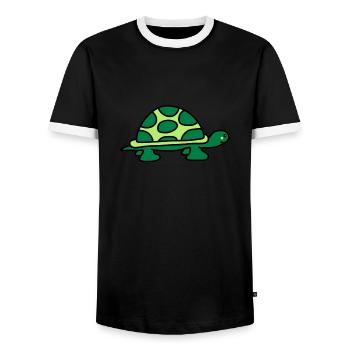turtle - Men's Ringer Shirt - black/white - Front - AI Model Female 172 light (172cm) & AI Model Male 178 light (178cm)