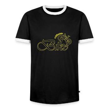mountain bike - Men's Ringer Shirt - black/white - Front - AI Model Female 172 light (172cm) & AI Model Male 178 light (178cm)