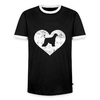 Lévrier afghan - T-shirt contrasté Homme - noir/blanc - Devant - AI Model Female 172 light (172cm) & AI Model Male 178 light (178cm)