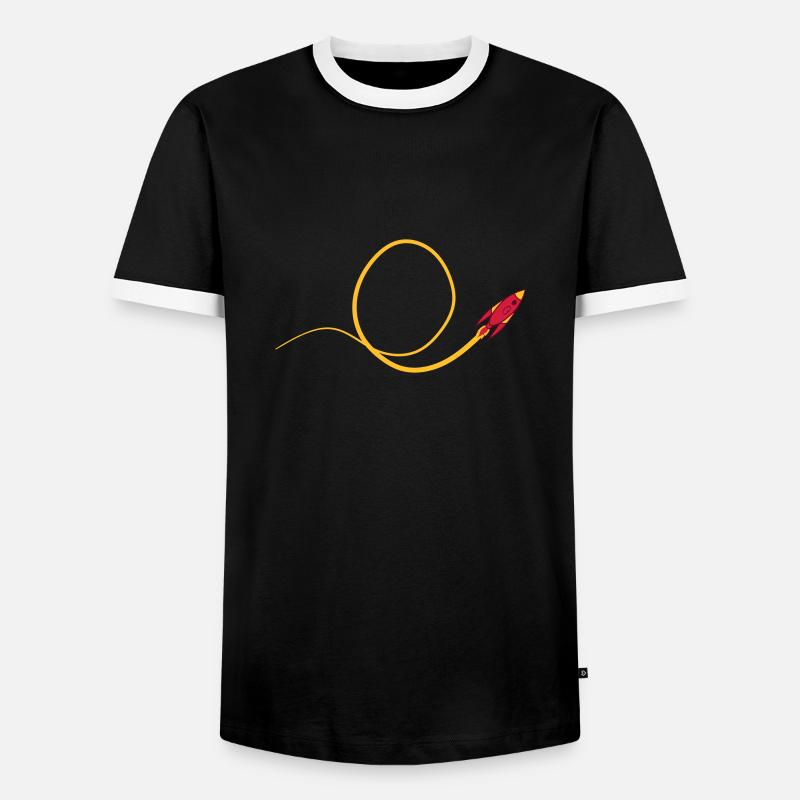 Looping flying rocket - Men's Ringer Shirt - black/white