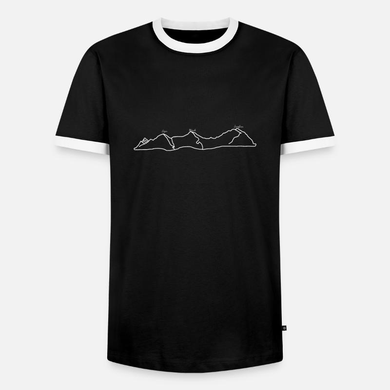 Eiger, Mönch und Jungfrau - Männer Kontrast-T-Shirt - Schwarz/Weiß