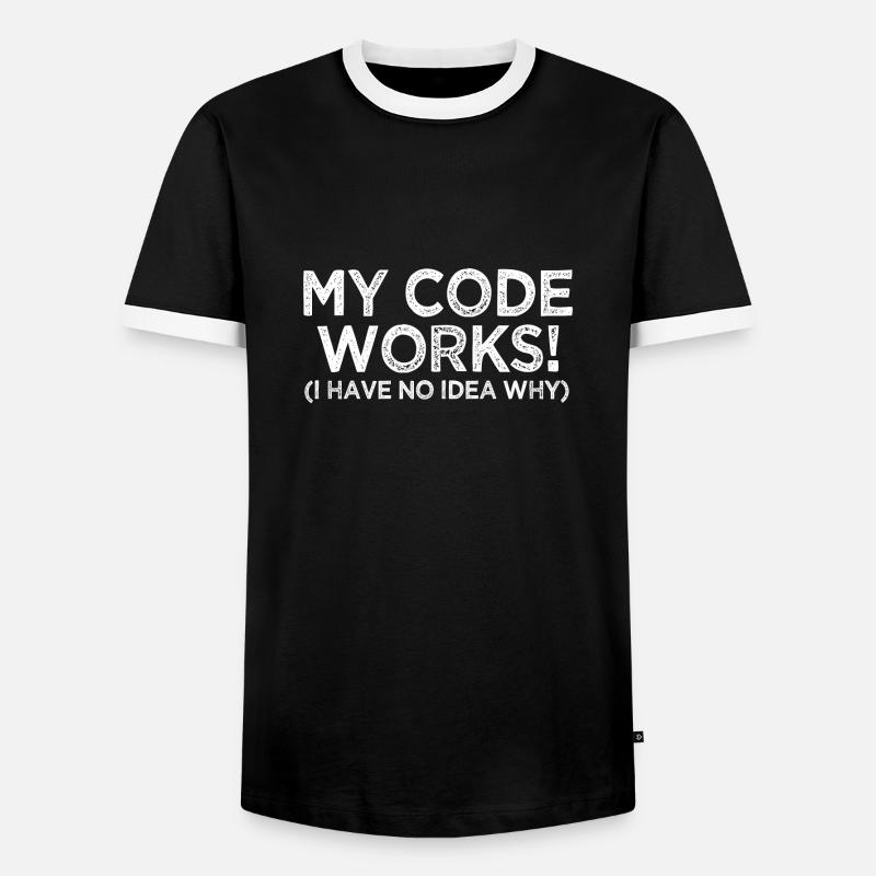 Meine Codearbeit Programmierung - Männer Kontrast-T-Shirt - Schwarz/Weiß