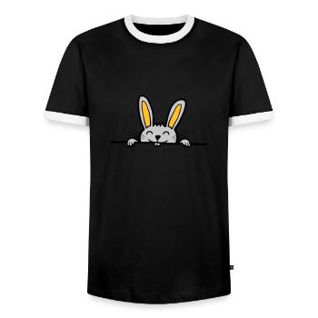 Peaux de lapin - T-shirt contrasté Homme - noir/blanc - Devant - AI Model Female 172 light (172cm) & AI Model Male 178 light (178cm)