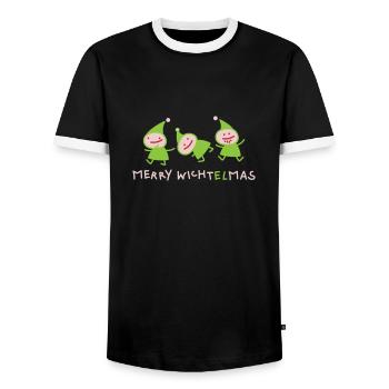 Elves Christmas (b) - Men's Ringer Shirt - black/white - Front - AI Model Female 172 light (172cm) & AI Model Male 178 light (178cm)